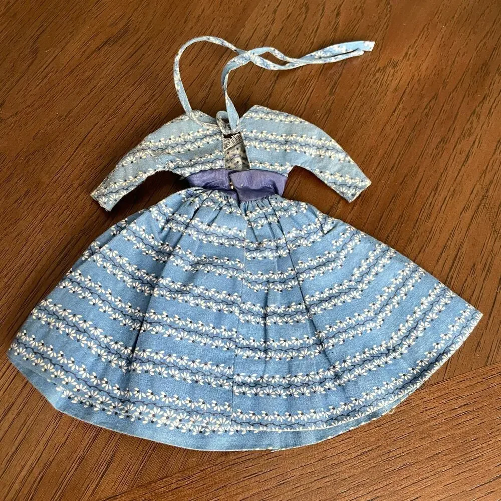 Vintage Barbie Let's Dance Dress #978 Blue Cotton 1960's Doll Clothes FLAWED